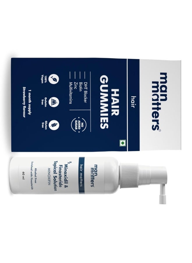 مان ماترز مجموعة مان ماترز لعلاج تساقط الشعر المرحلة الثالثة | مينوكسيديل مع فيناسترايد 60 مل مع حلوى البيوتين للشعر 30 قطعة | يحفز بصيلات الشعر ويغذي الشعر ويعزز نموه. - Image 4